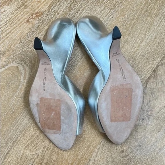 Veronica Beard Mila Silver Metallic Sling Back 8.5 - Picture 10 of 11